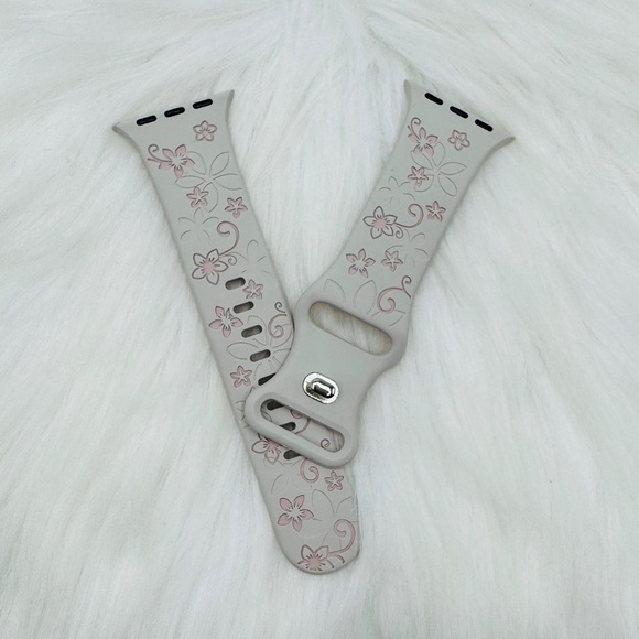 Floral Design Apple Watch Bands in Beige pink 38mm 40mm 41mm - Picture 1 of 6